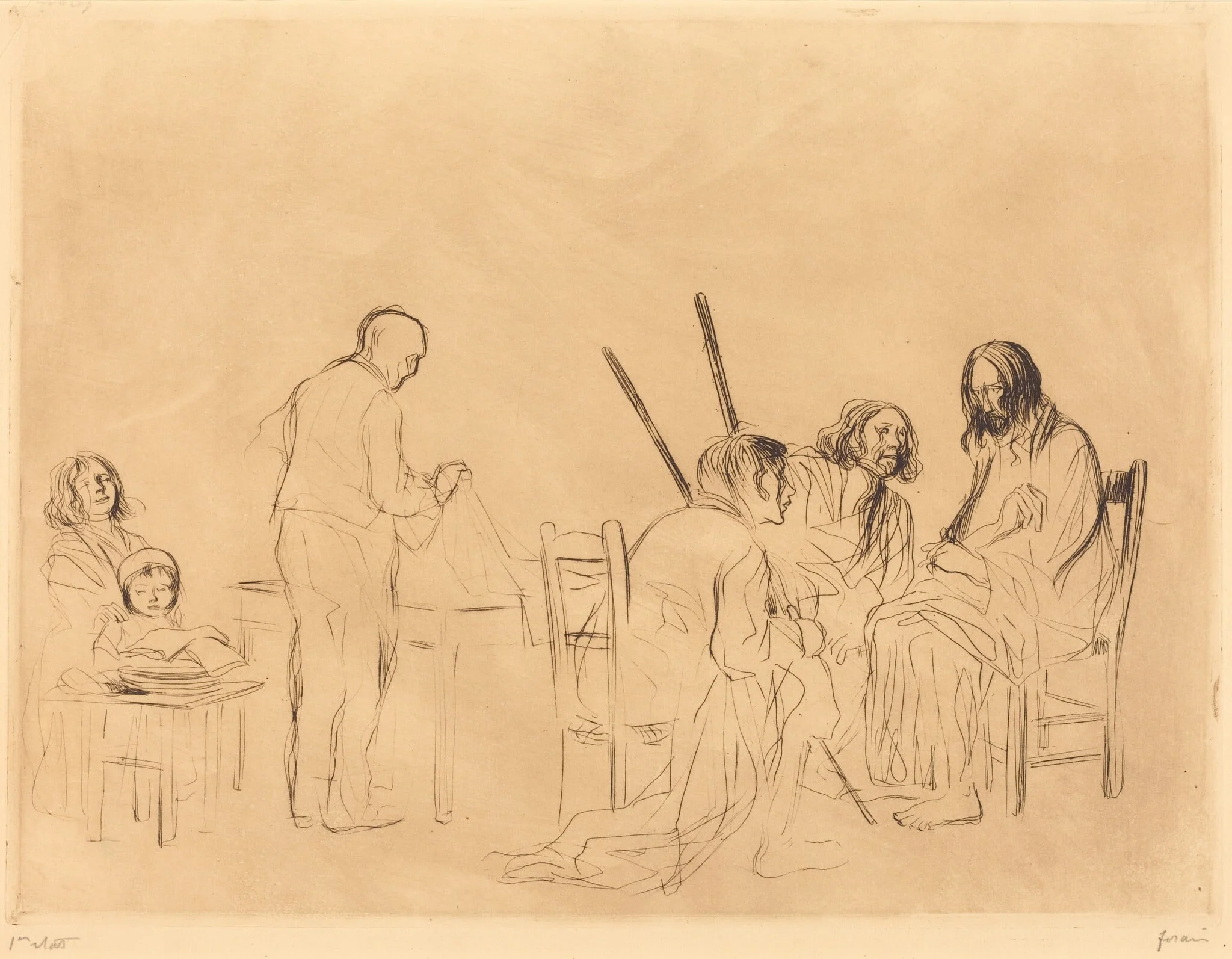 Avant le repas à Emmaus (1ère planche) (Before the Supper at Emmaus) (first plate), detail