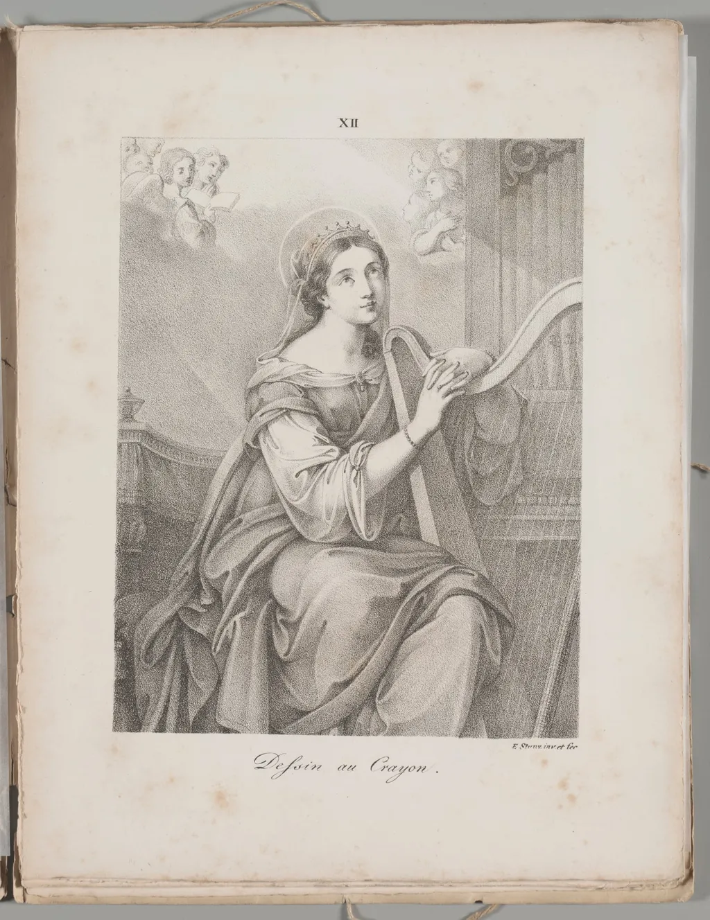 Art of the Lithograph: Saint Cecily, Plate XII, by Alois Senefelder, 1819
