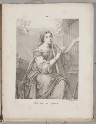 Art of the Lithograph: Saint Cecily, Plate XII, by Alois Senefelder, 1819