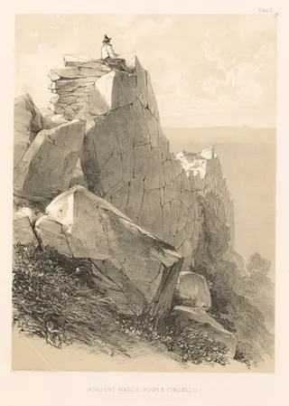 Illustrated Excursion in Italy (vol. II): Ancient Walls, Monte Circello, by Edward Lear, 1846