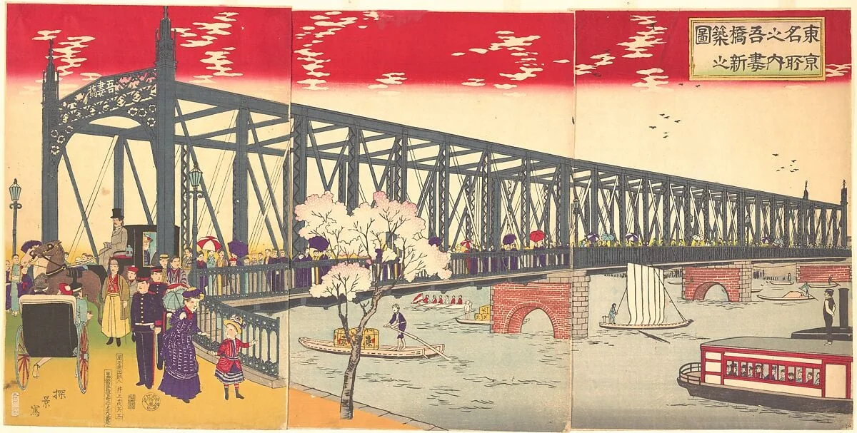 東京名所之内吾妻橋新築之図|Illustration of the Opening of Azuma Bridge in Tokyo (Tokyo meisho no uchi azuma bashi shinchiku no zu), detail