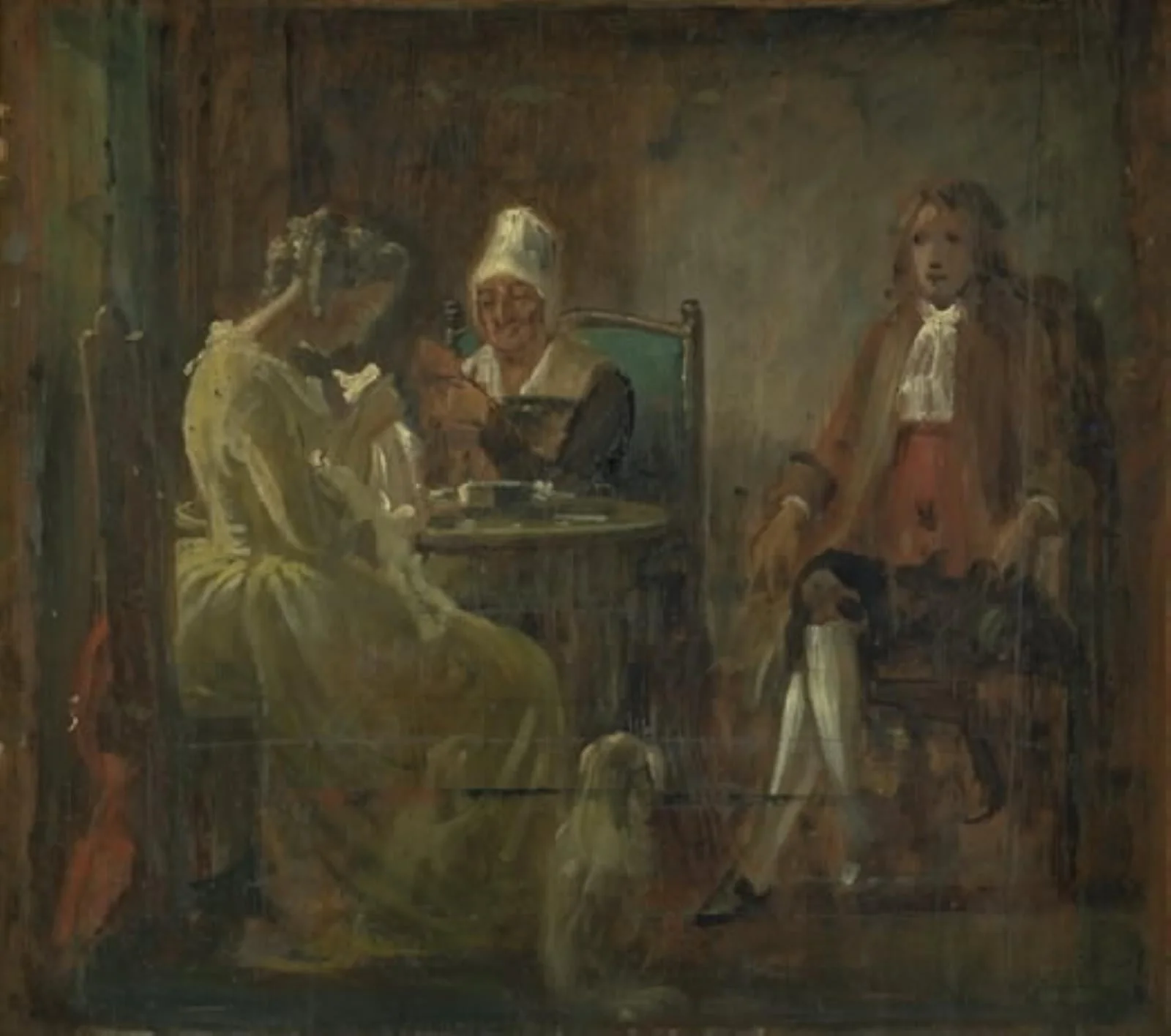 Frierens besøg. Dragter fra Holbergs tid, detail