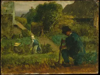 Garden Scene, by Jean François Millet, oil, 1854