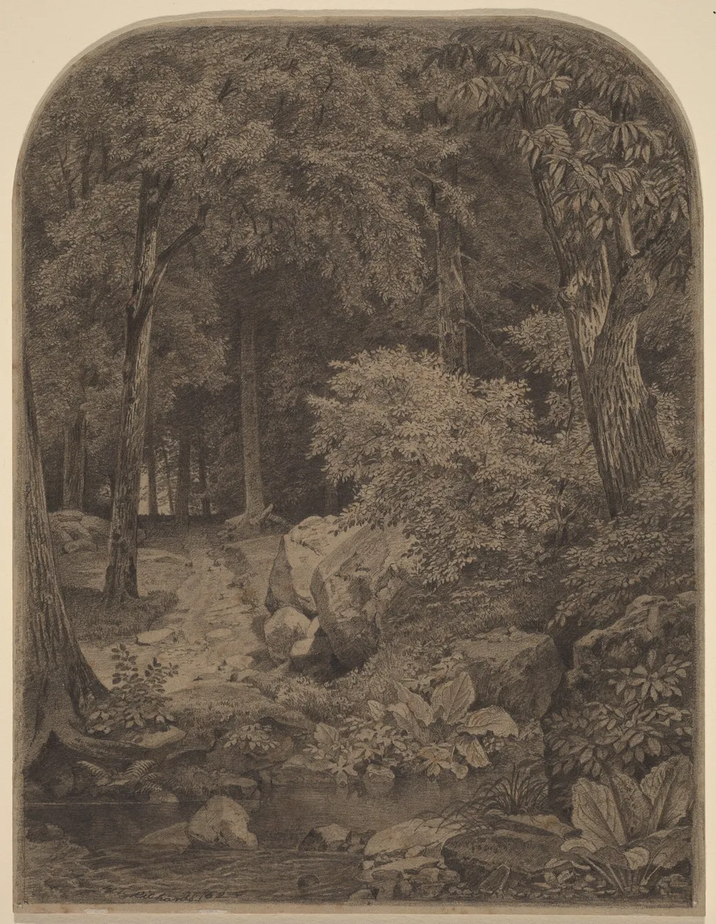 Landscape, by William Trost Richards, graphite, 1862