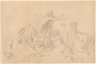The Nursing of Jupiter, by Théodore Chassériau, chalk, 1838