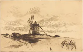 The Mill at Saint Jacut (Le moulin de Saint Jacut), by Norbert Goeneutte, ink, 1874
