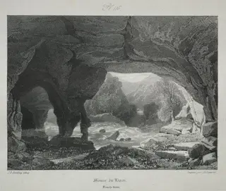 Voyages pittoresques et romantiques dans l'ancienne France.  Franche-Comté:  Source du Lison, by James Duffield Harding, 1825