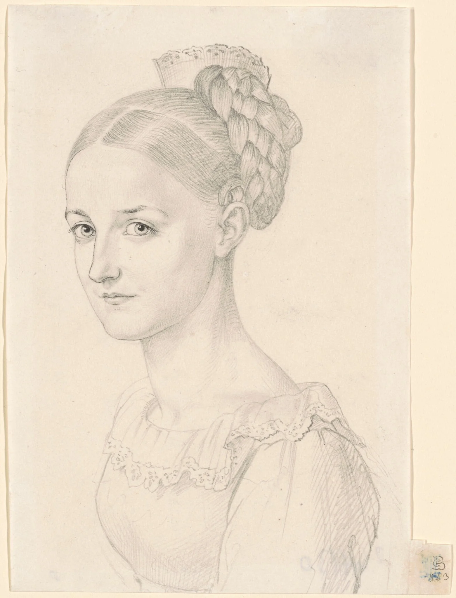 A Young Woman with an Elaborate Hairdo, detail