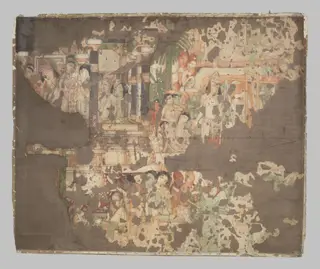 Copy of painting inside the Ajanta caves, by John Griffiths, oil, 1878