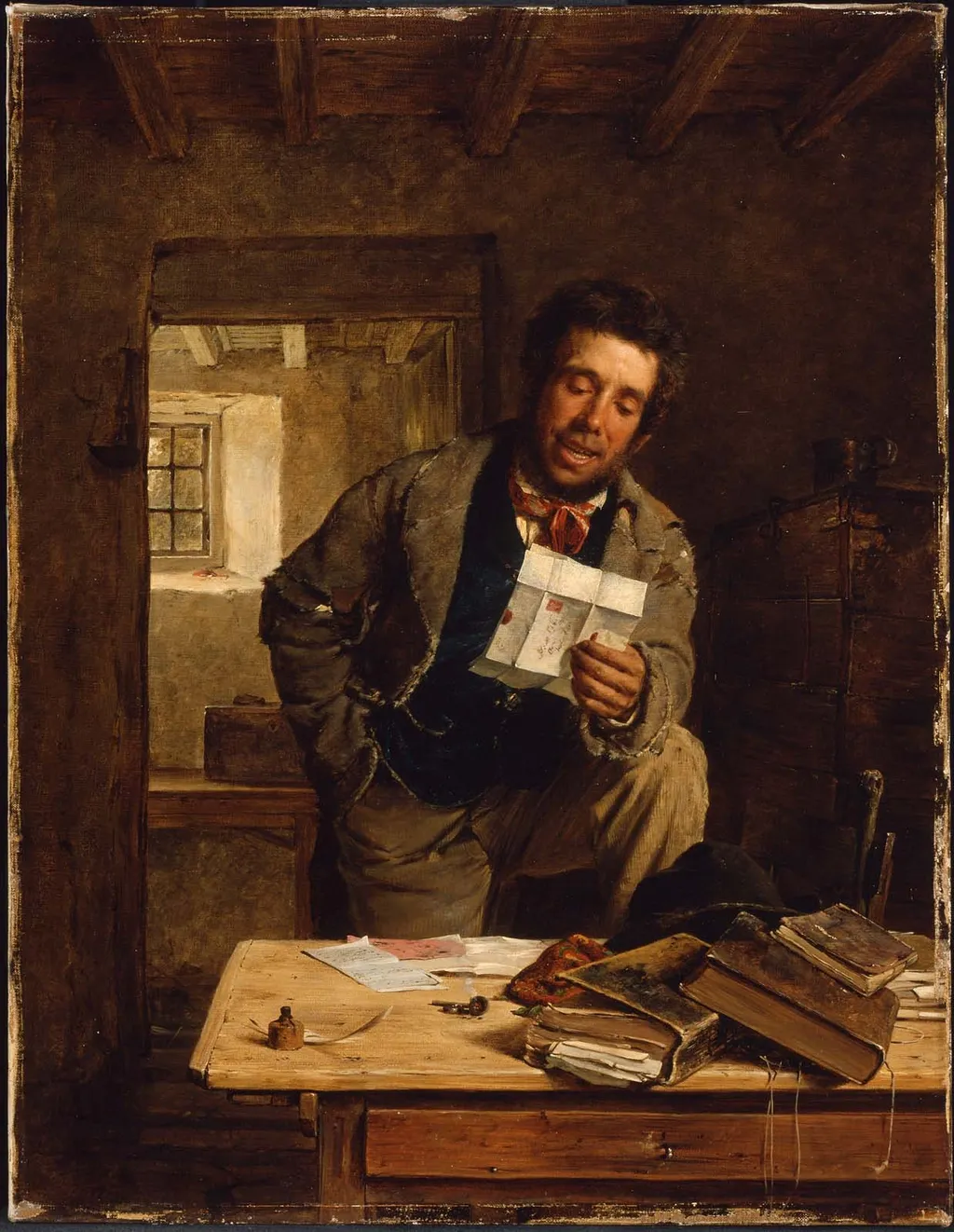 Good News, by Erskine Nicol, oil, 1866