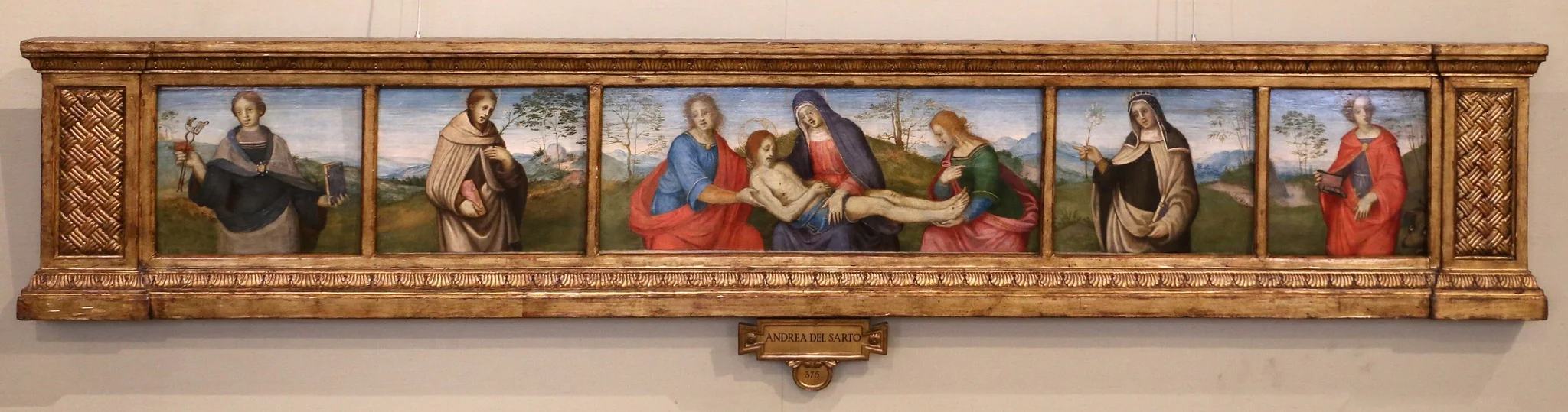 Predella of Lamentation with Four Saints, detail