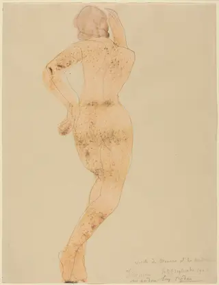 Rear View of Female Figure in Action, by Auguste Rodin, graphite, 1904