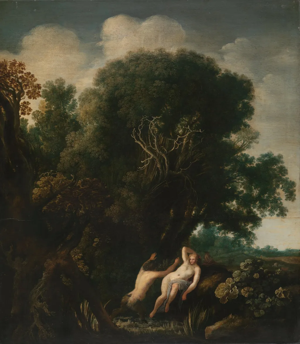 A Bathing Nymph Taken by Surprise by a Satyr, by Moses van Uyttenbroeck, unspecified, 1630