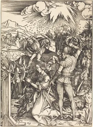 The Martyrdom of Saint Catherine, by Albrecht Dürer, ink, 1498