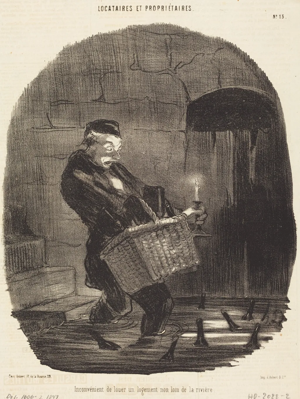 Inconvénient de louer... non loin d'une rivière, by Honoré Daumier, ink, 1847