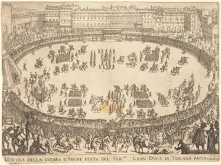 Parade in the Amphitheater, by Jacques Callot, ink, 1616