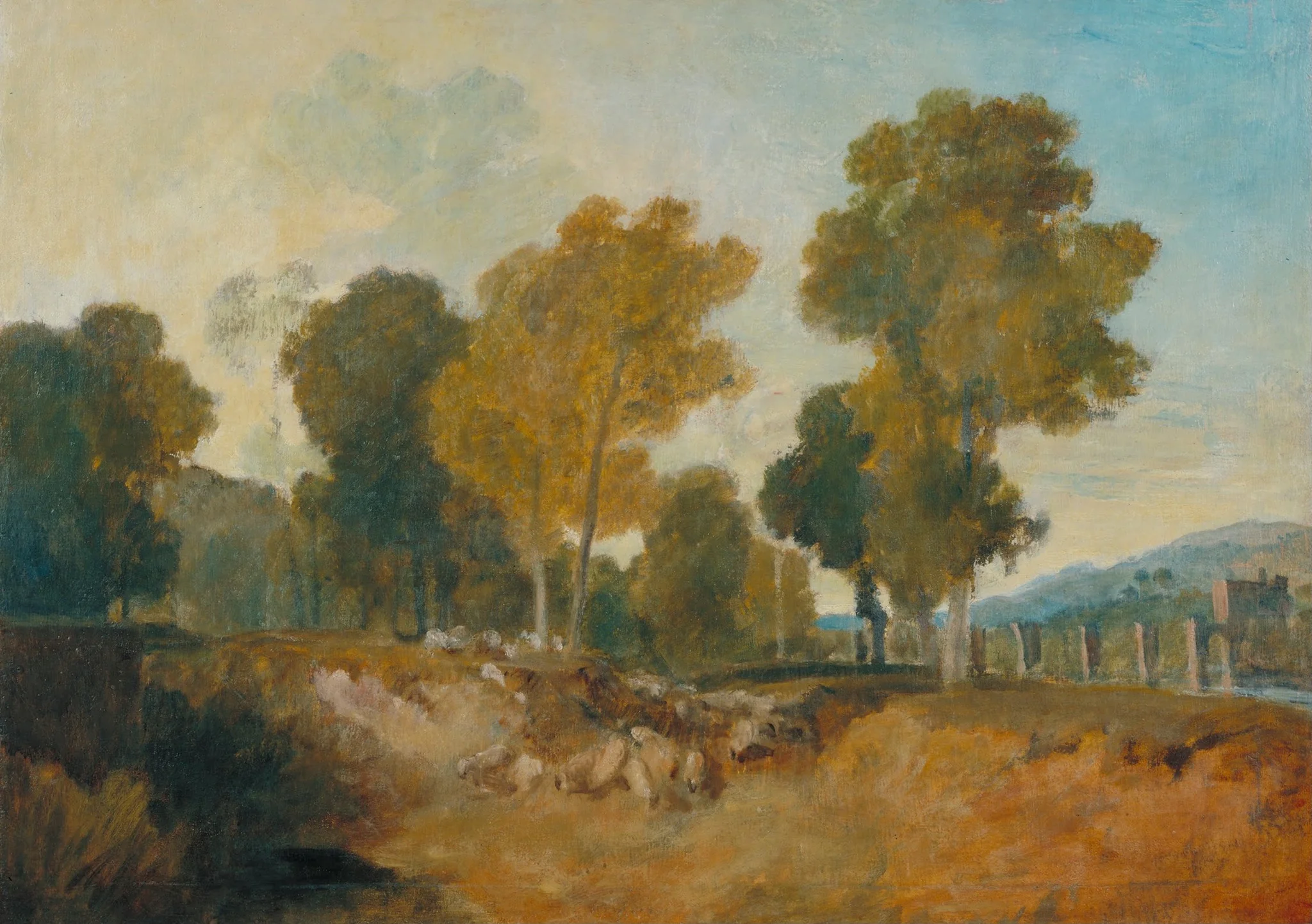 Trees beside the River, with Bridge in the Middle Distance, detail