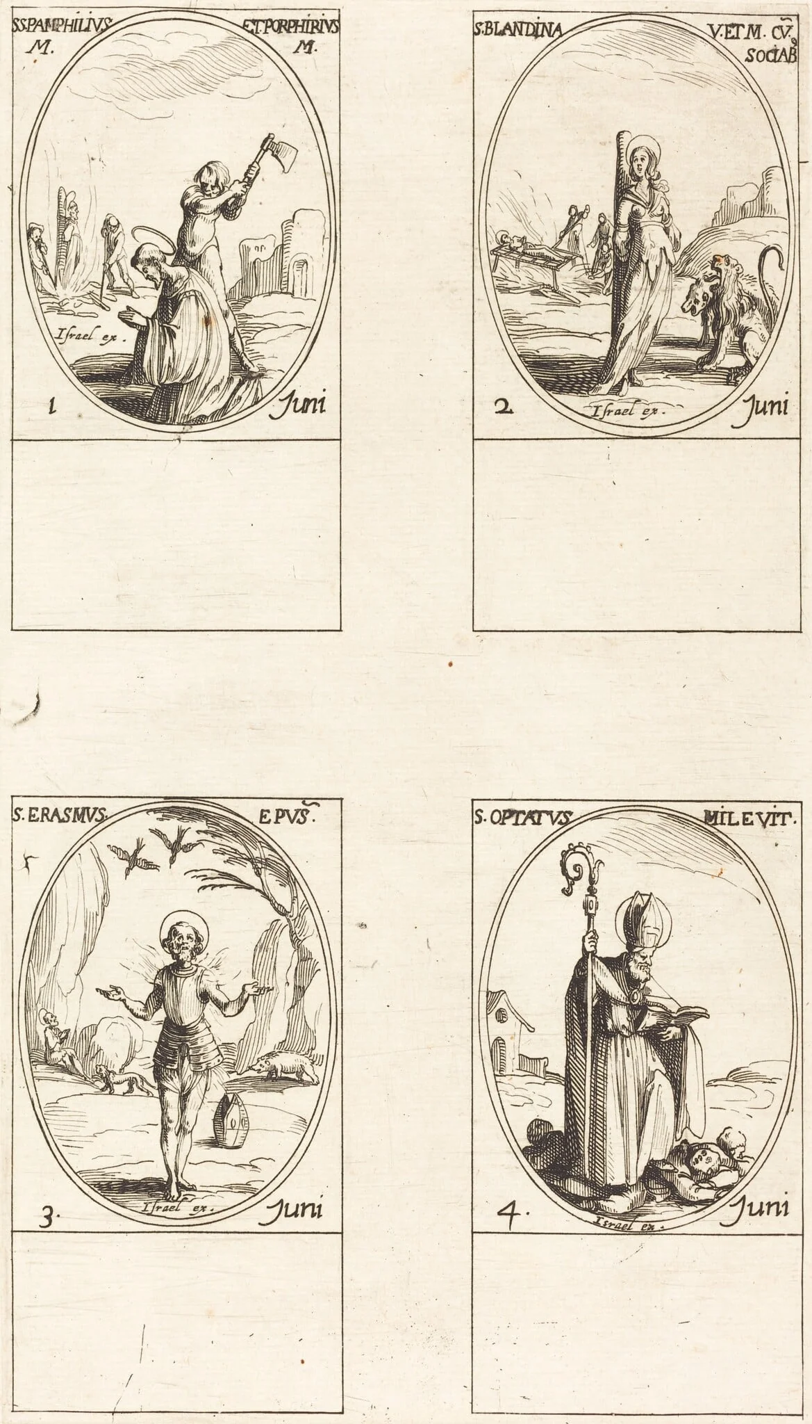Sts. Pamphilius and Porphyrius; St. Blandina and Companions; St. Erasmus; St. Optatus, detail