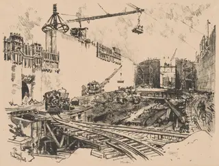 The Walls of Pedro Miguel Lock, Panama, by Joseph Pennell, 1912