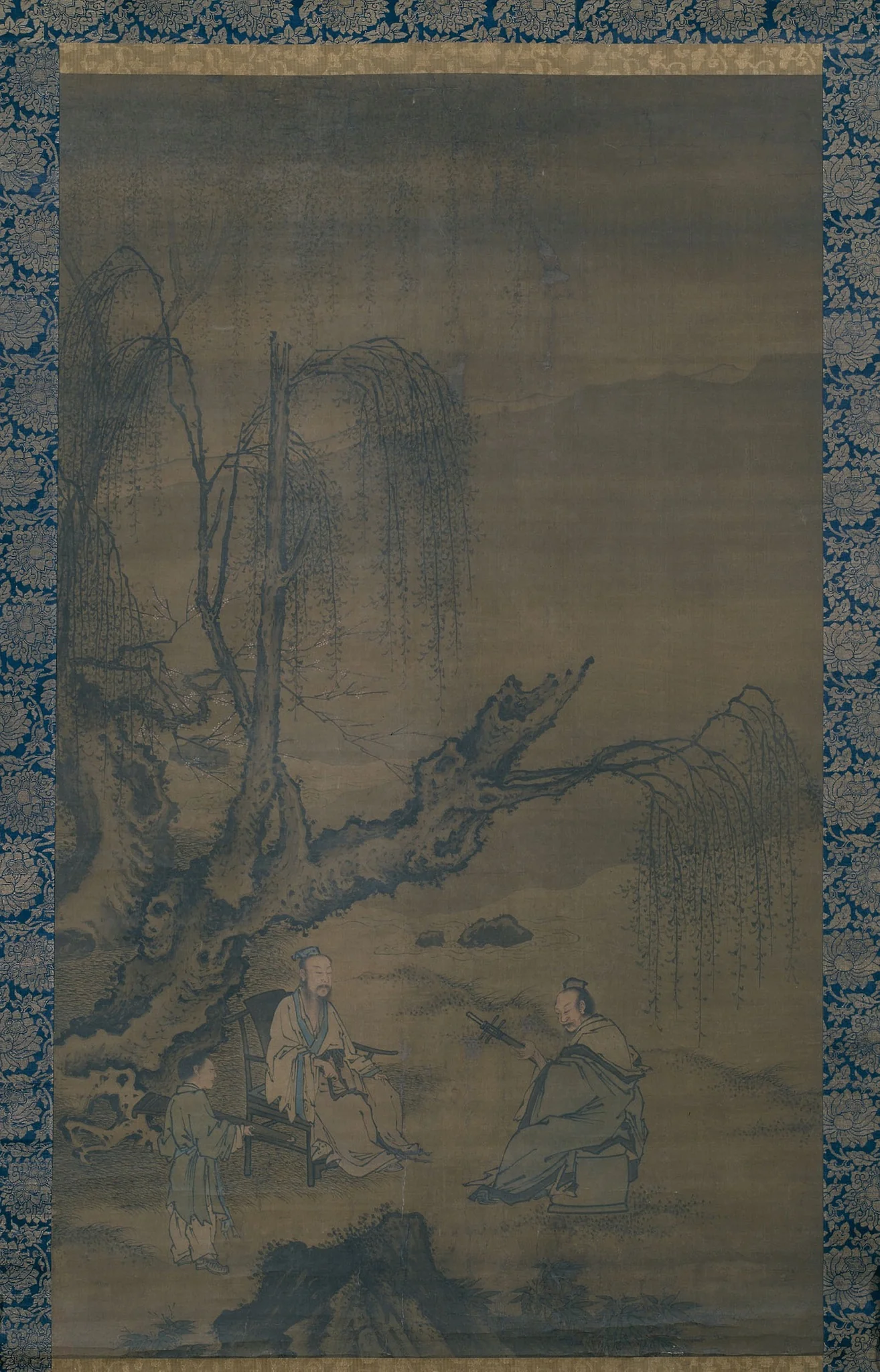 Two Scholar-Musicians in a Landscape, detail