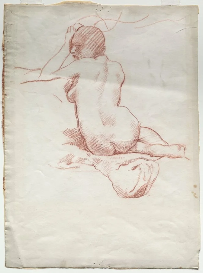 Seated Female Nude from the Rear, detail