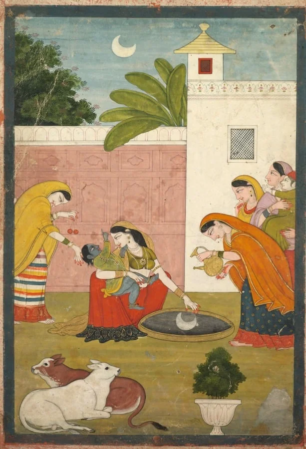 Krishna reaching for the moon, detail