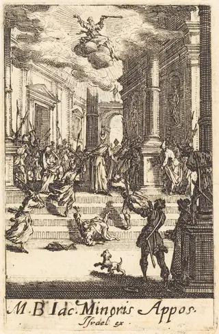 The Martyrdom of Saint James Minor, by Jacques Callot, ink, 1634