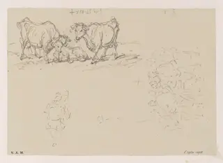 Cattle, with figure sketches, by George Chinnery, 8