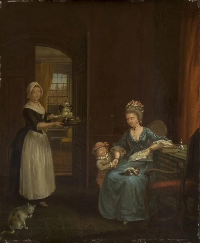 A Lady and a Servant, by Maria Margaretha la Fargue, oil, 1789