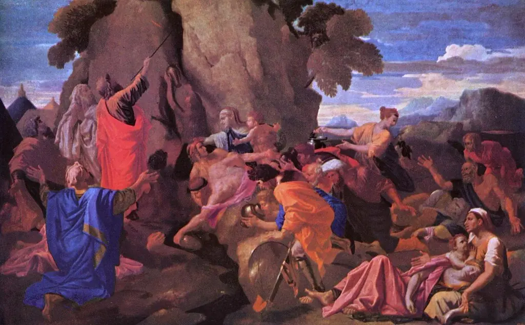Moses Striking the Rock, by Nicolas Poussin, oil, 1649