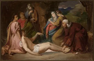 Entombment of Christ, sketch for a painting, by Józef Simmler, unspecified, 1850