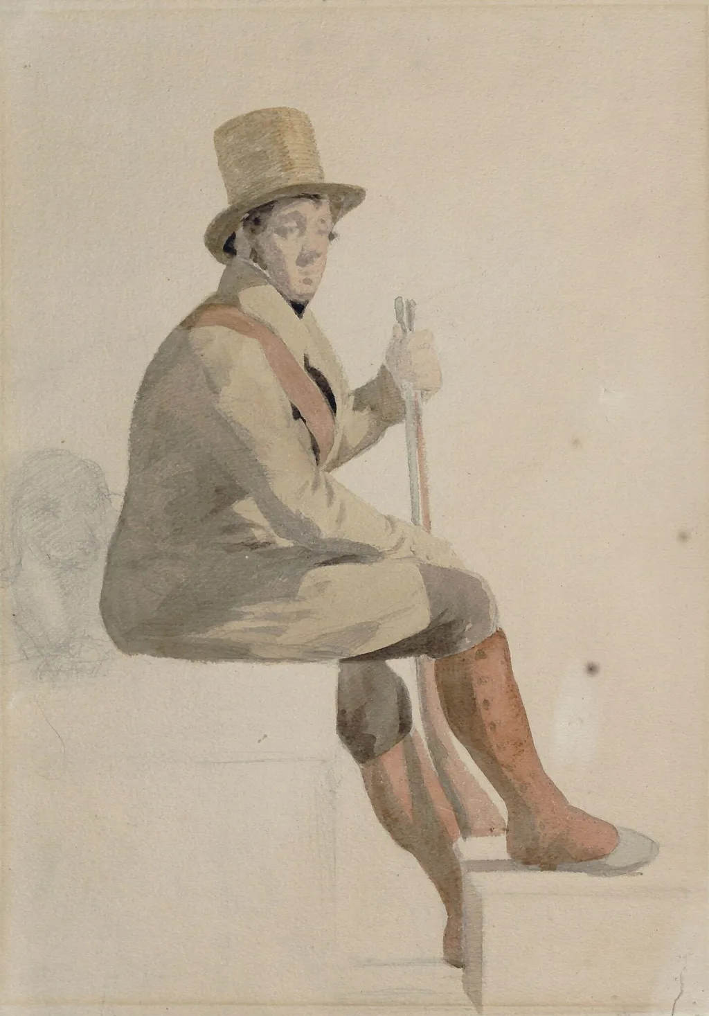 Seated Man with a Gun, by John Sell Cotman, watercolor, 1800