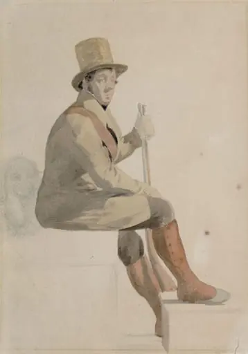 Seated Man with a Gun, by John Sell Cotman, watercolor, 1800