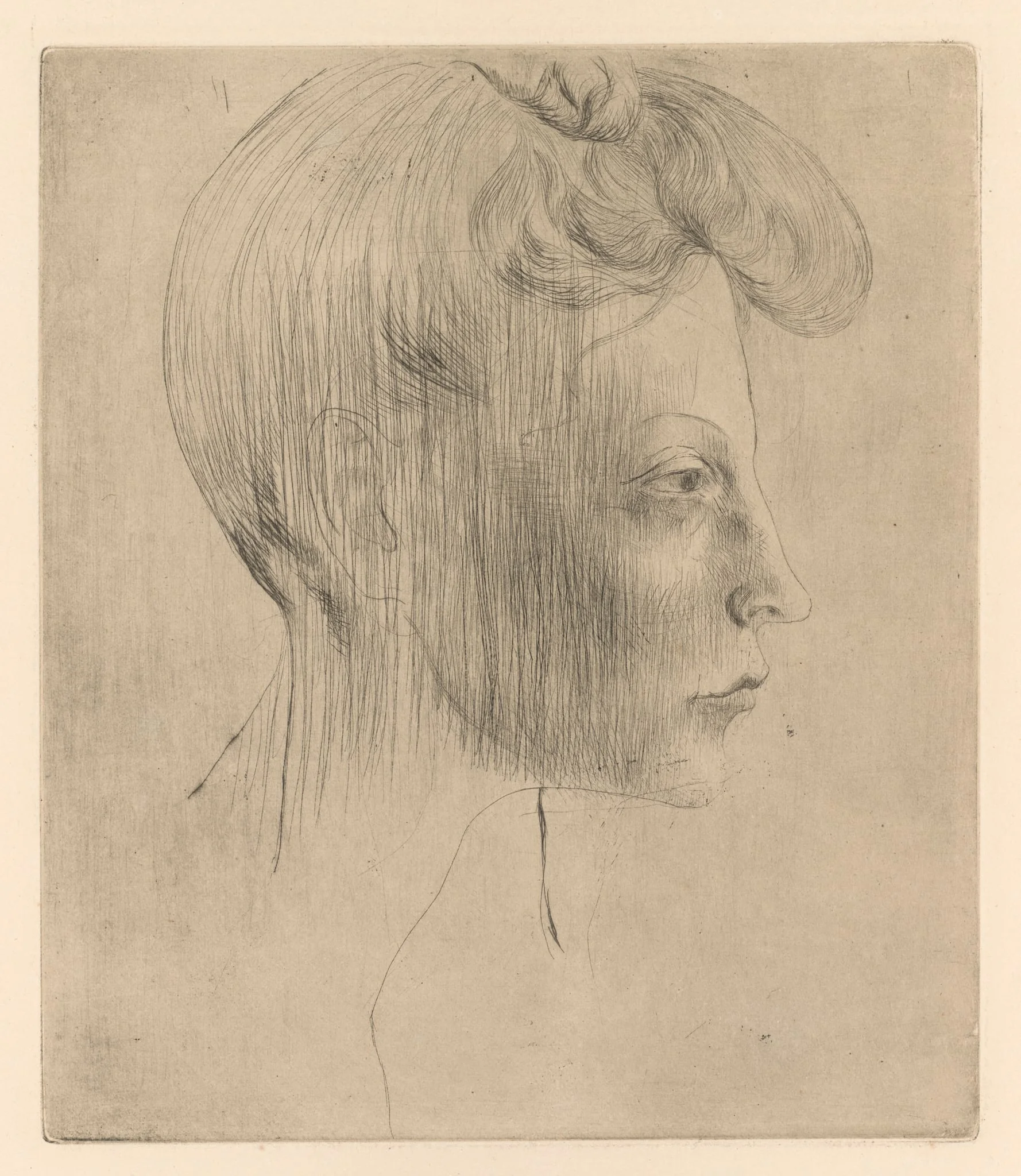Head of a Woman in Profile, detail