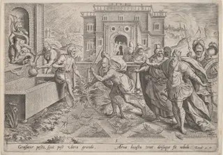 The Plague of Locusts, by Jan Sadeler I, ink, 1585