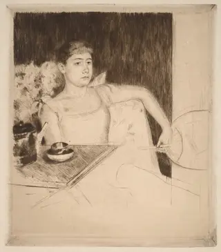 Tea, by Mary Cassatt, ink, 1890