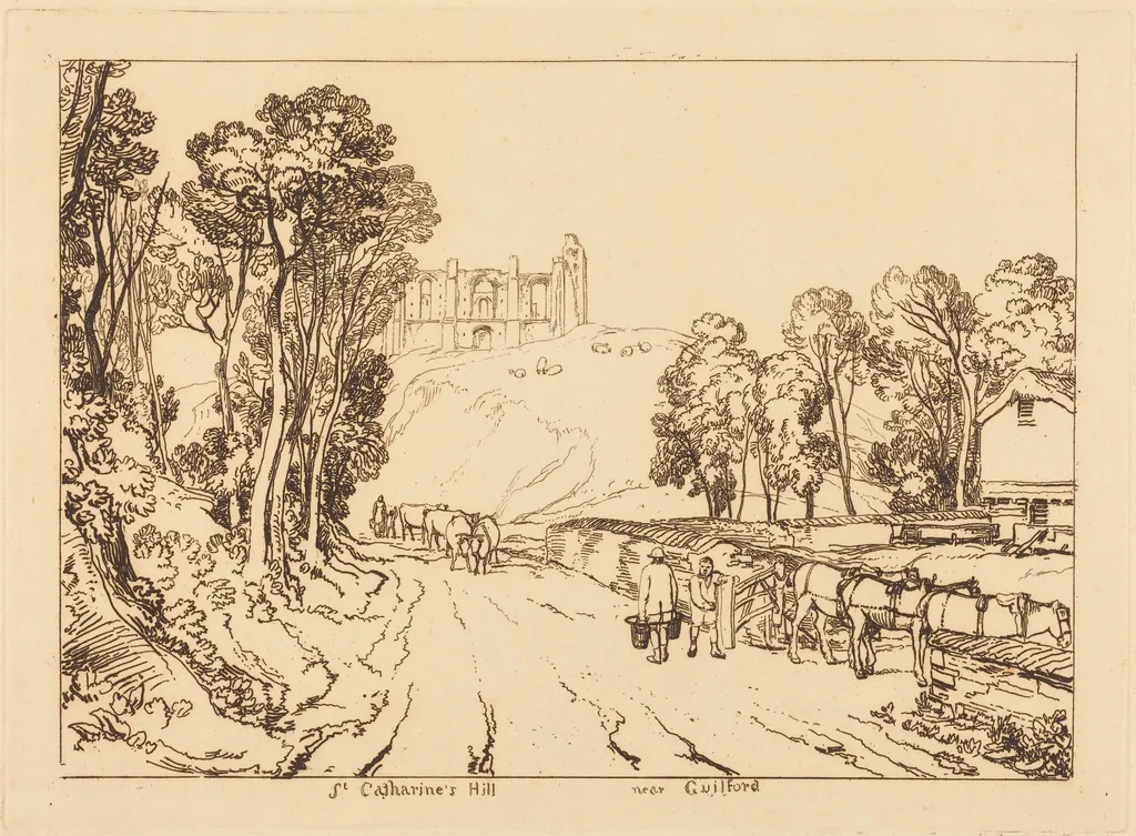 Saint Catherine's Hill Near Guilford, by Joseph Mallord William Turner, ink, 1811