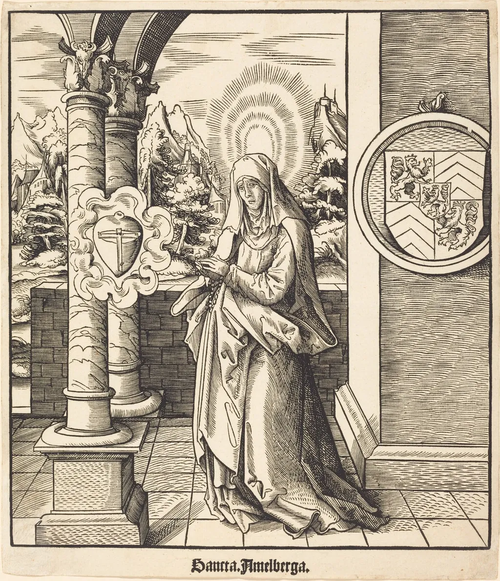 Saint Amelberga, by Leonhard Beck, ink, 1517