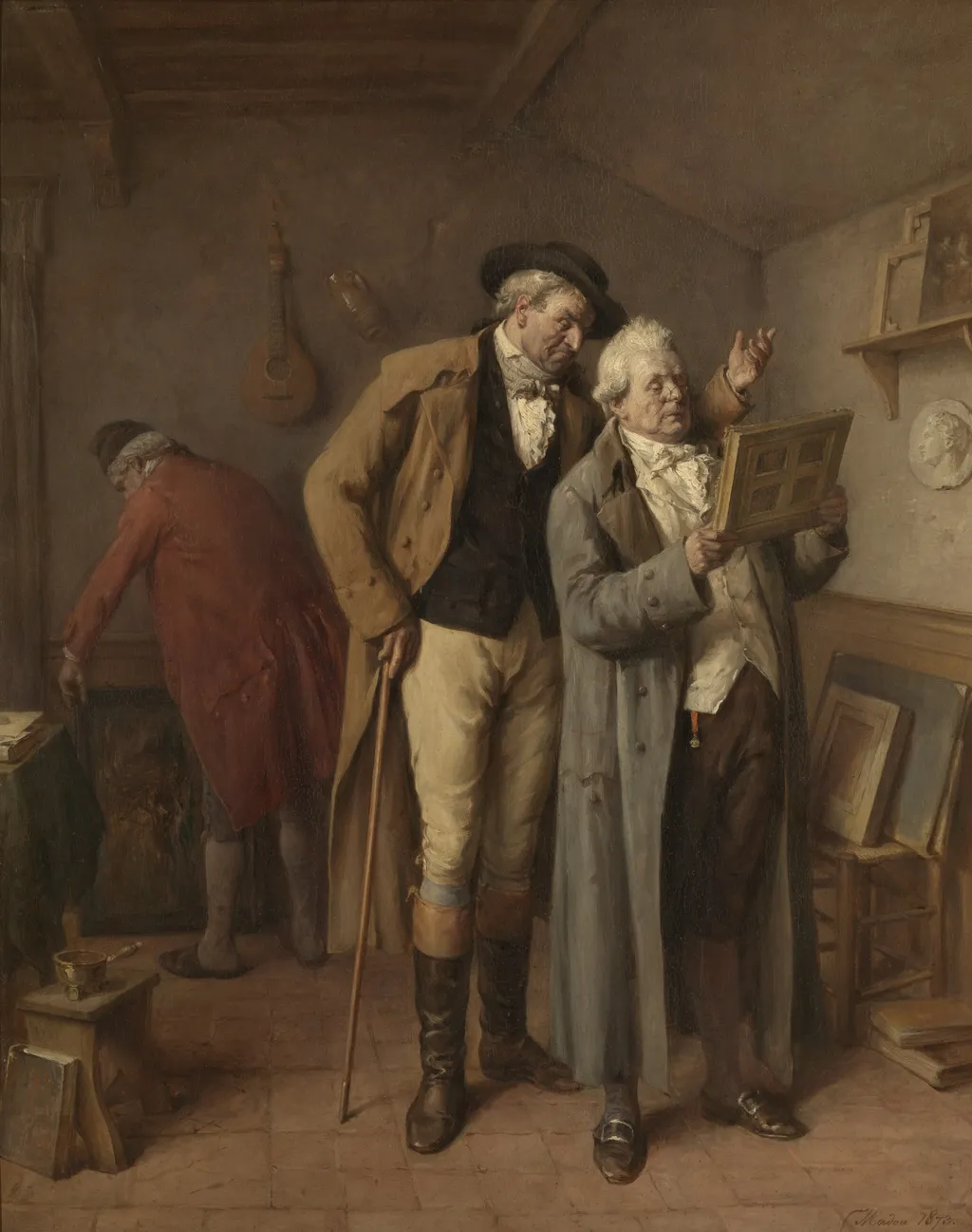 At the Art Dealer, by Jean Baptiste Madou, oil, 1873