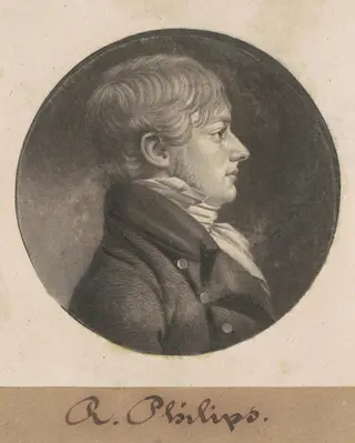 R. Philips, by Charles B. J. Févret de Saint-Mémin, ink, 1805