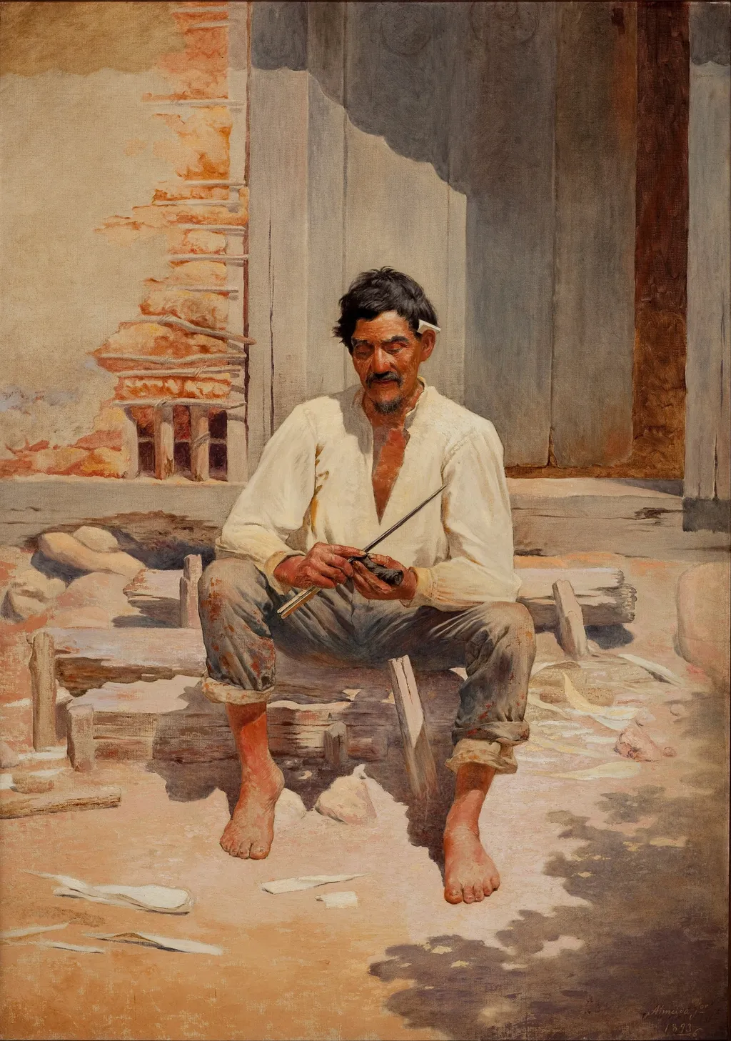 Caipira Cutting Tobacco, by José Ferraz de Almeida Júnior, oil, 1897