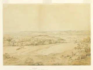 Landscape with soldiers sketching, by Henry RA Edridge, watercolor, 1790