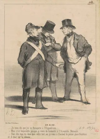 Un alibi, by Honoré Daumier, ink, 1848