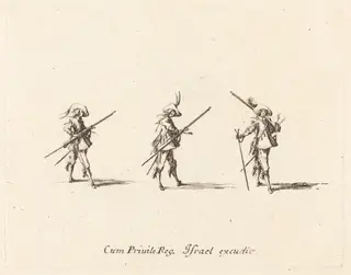 Drill with the Musket, by Jacques Callot, ink, 1634