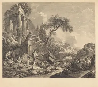 Le moineau de lesbie, by René Gaillard, ink, 1754