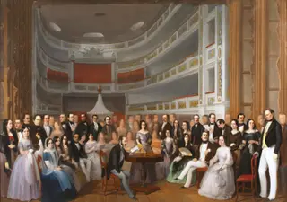 Ventura de la Vega reading a play at the Teatro del Príncipe, by Antonio María Esquivel, oil, 1846