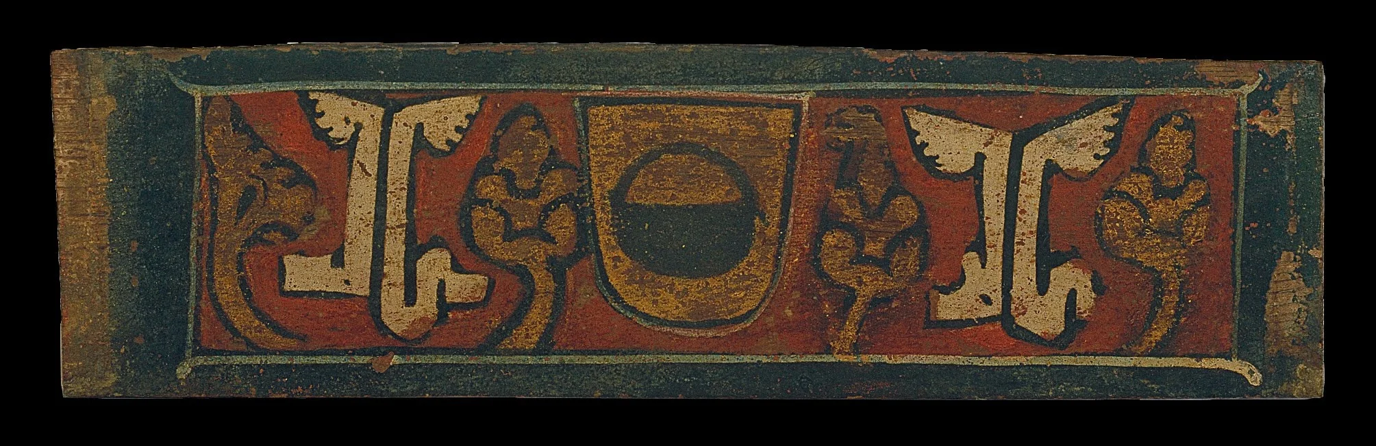 Small coffered ceiling panel with the coat of arms of the Caldes family, detail
