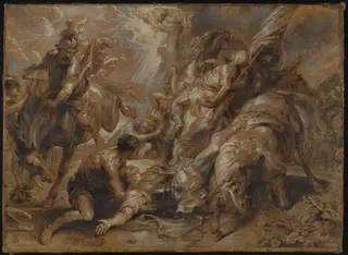 The Conversion of Saint Paul, by Abraham van Diepenbeeck, chalk, 1644