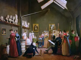 The Studio of Abel de Pujol, by Adrienne Marie Louise Grandpierre-Deverzy, oil, 1822