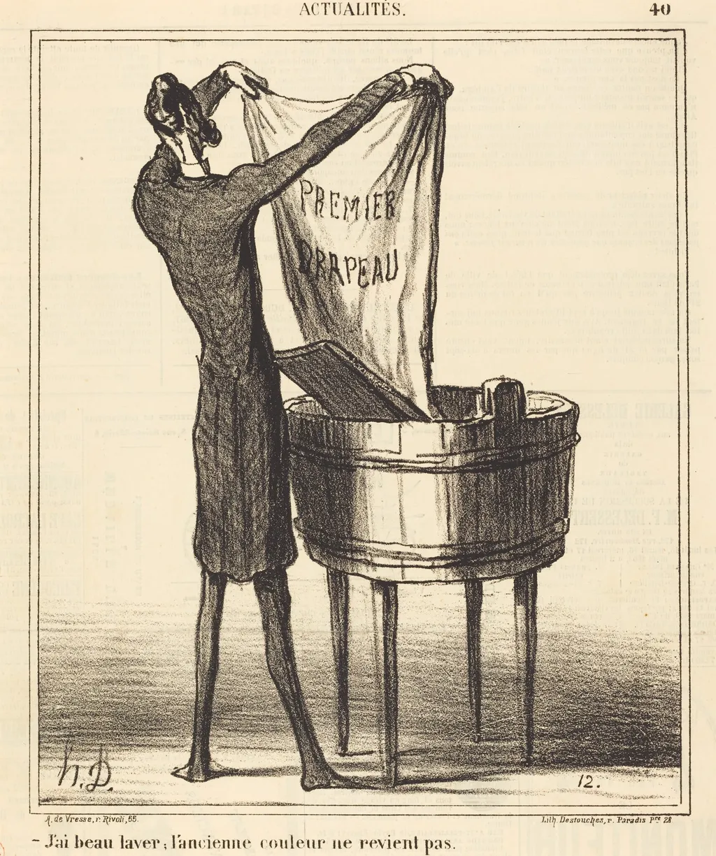 J'ai beau laver, l'ancienne couleur..., by Honoré Daumier, ink, 1869